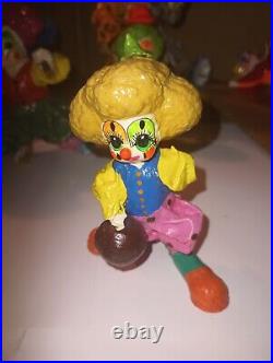 10 Vintage Paper Mache Clowns Small to medium Made in Mexico. By L. Luna