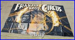 10 x 6 FOOT Vtg FRAZEN BROTHERS BROS CIRCUS POSTER tiger flaming ring ANTIQUE