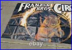 10 x 6 FOOT Vtg FRAZEN BROTHERS BROS CIRCUS POSTER tiger flaming ring ANTIQUE