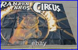 10 x 6 FOOT Vtg FRAZEN BROTHERS BROS CIRCUS POSTER tiger flaming ring ANTIQUE