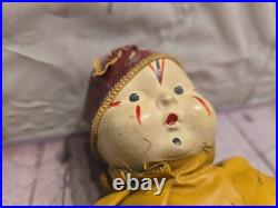 12 Antique German Circus Clown Bisque Wood Doll Toy