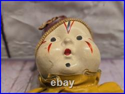 12 Antique German Circus Clown Bisque Wood Doll Toy