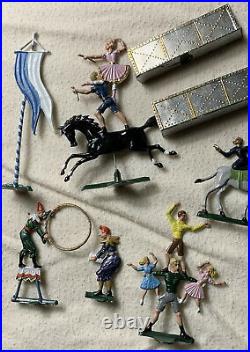 16 Piece Antique German Toy Circus Lead Flat Figures Heinrichsen Britains Mignot