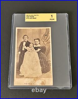 1860's TOM THUMB Wife & Baby CDV Original Photo P. T Barnum Circus ACA 1 Poor