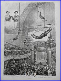 1863 1899 Circus Acrobat Menagerie Barnum 21 Newspapers Antique