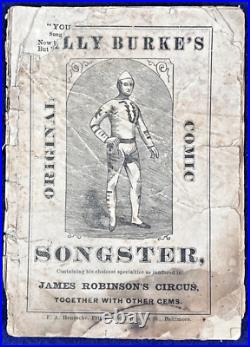 1870 Billy Burke Comic Songster Clown Robinson Circus Book Barnum Bailey Antique