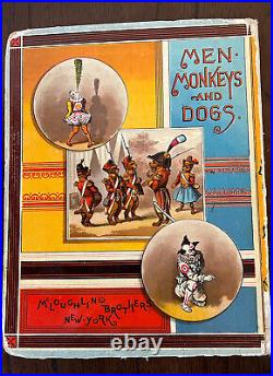 1883 Antique Children's Book Wonders Of The Circus Men, Monkeys and Dogs