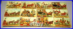 1890-antique Toy-12 Litho Block Set-atlantic & Pacific-steam Train-circus-abc's