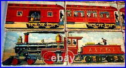 1890-antique Toy-12 Litho Block Set-atlantic & Pacific-steam Train-circus-abc's