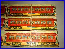 1890-antique Toy-12 Litho Block Set-atlantic & Pacific-steam Train-circus-abc's