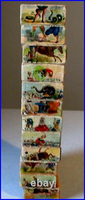 1890-antique Toy-12 Litho Block Set-atlantic & Pacific-steam Train-circus-abc's