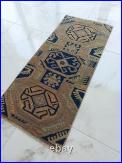 1900S Unique Rare Antique Rug Blue Beige Geometric Special Rug Free Shipping Rug