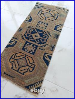 1900S Unique Rare Antique Rug Blue Beige Geometric Special Rug Free Shipping Rug