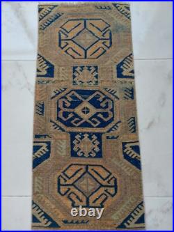 1900S Unique Rare Antique Rug Blue Beige Geometric Special Rug Free Shipping Rug