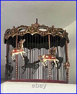 1900s hand crafted whimsical circus carousel birdcage with mirror accents