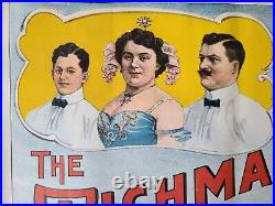 1905 CIRCUS POSTER THE WICHMANNS TELEPHON WIRE ACT rare antique AUTHENTIC