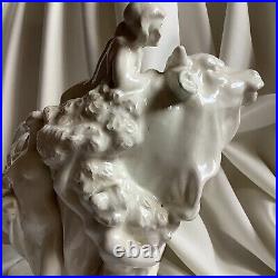 1905 Signed Antique Porcelain Naked Nude Lady Figure Europa Bull Girl Hungary