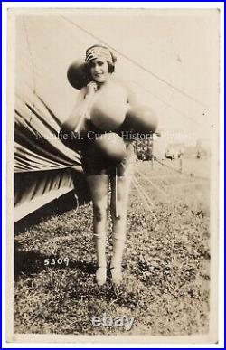 1920s Woman Circus Performer with Burlesque Act Balloons RPPC Photo