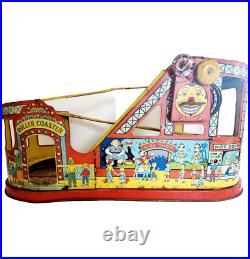 1940-50s J. Chein Tin Litho Wind Up Rollercoaster Toy Antique Circus INVRM