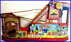 1940-50s J. Chein Tin Litho Wind Up Rollercoaster Toy Antique Circus INVRM
