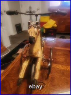 1940's 3 Wheeled Circus Horse Tricycle Reproduction Antique Style Wood Horse