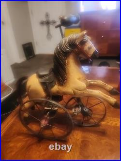 1940's 3 Wheeled Circus Horse Tricycle Reproduction Antique Style Wood Horse