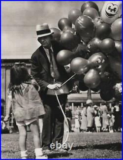 1940s Vintage Circus MICKEY MOUSE Balloon Vendor And Little Girl Photo Art 12X16