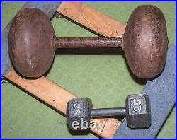 195 Pounds Rare! Antique 1920s/30s Strongman Bodybuilding Dumbbell Weight Circus