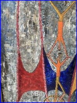 1960s American Mid Century Modern Painting CIRCUS ACROBATS Figurative Abstract