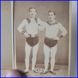 2 Antique CDV Cabinet Card Photos US Circus Performers Acrobats Comly T Santman
