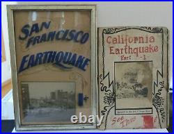 2 Antique San Francisco Earthquake Circus side show 1 Cent marqee tops mutoscope