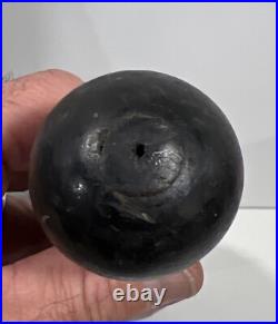 2 Vintage 19th Century Antique Wood Circus Juggling Pins Black & Metal Stripes