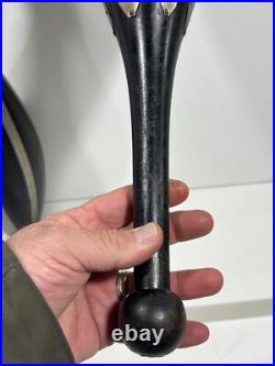 2 Vintage 19th Century Antique Wood Circus Juggling Pins Black & Metal Stripes