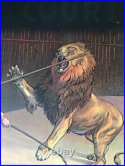2 Vintage Original Pinder Circus Posters Lion And Tiger Circa 1930