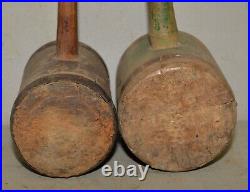 2 antique carnival heavy wooden mallet circus railroad tent collectible tool lot
