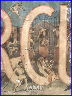 20th C Terrell Jacobs Wild Animal Antique Circus Colored Advertising Poster
