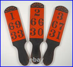 3 Antique Wooden Carnival Circus Game Wheel Betting Paddles Casino Gambling #5