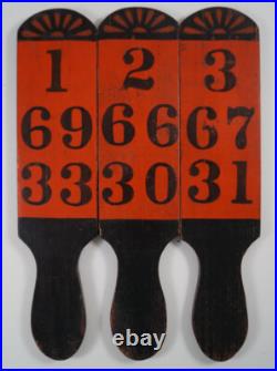 3 Antique Wooden Carnival Circus Game Wheel Betting Paddles Casino Gambling #5