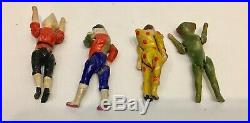 4 delightful high quality small antique Erzgebirge articulated circus figures