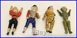 4 delightful high quality small antique Erzgebirge articulated circus figures