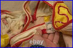 50s Bombshell Satin Circus Inspired Showgirl Costume, In Yellow, White and Red