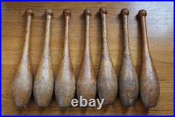 7 Antique Wooden Standard 1 lb. Juggling Pins Narragansett Machine Providence RI