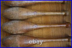 7 Antique Wooden Standard 1 lb. Juggling Pins Narragansett Machine Providence RI