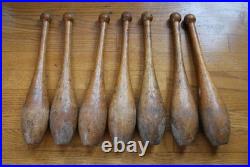 7 Antique Wooden Standard 1 lb. Juggling Pins Narragansett Machine Providence RI