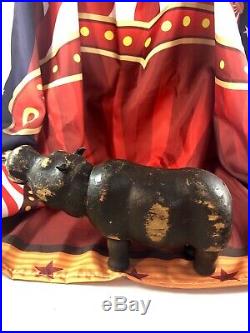 9.5 Antique American Composition Schoenhut Circus Hippopotamus Doll! Rare