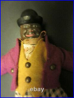 9 Antique American Schoenhut Circus Black Midway Barker Doll All Original