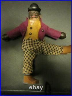 9 Antique American Schoenhut Circus Black Midway Barker Doll All Original