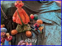 9 Vintage Paper Mache Clowns Large to small Made in Mexico. By Luna, Alvarez