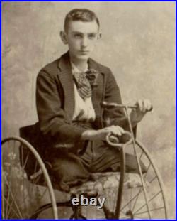 AMAZING HALF-MAN TRICYCLE Rare ANTIQUE FREAK PHOTO 1890s UNIQUE CIRCUS SIDESHOW