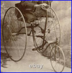 AMAZING HALF-MAN TRICYCLE Rare ANTIQUE FREAK PHOTO 1890s UNIQUE CIRCUS SIDESHOW